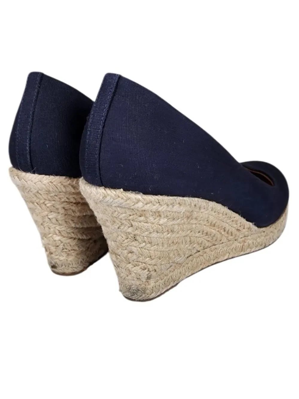 J. Crew J by Crew Navy Blue Canvas Espadrille Wedge Sandals, Size 9